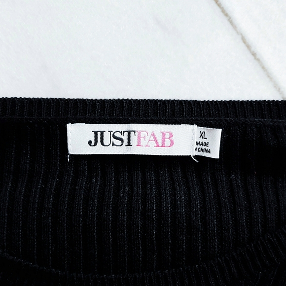 JUSTFAB Crewneck Black & White Striped Ribbed Knit Sweater Dress Size XL - Picture 10 of 10